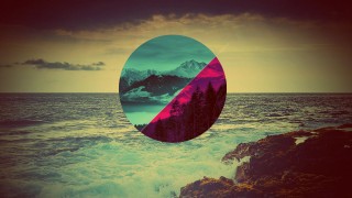 Mountain water halfcircle mountain background - surreal design free wallpaper
