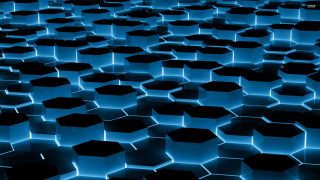 Blue black hexagons large group 2 - geometric free wallpaper