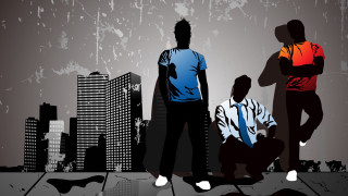 Men city skyline buildings skyscrapers - graffiti art free wallpaper for desktop