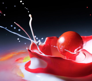 Red apple falling liquid white - a liquid free wallpaper