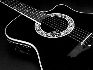Black white guitar fret cover - photo of a guitar free wallpaper