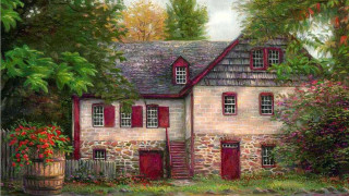 House red shutters red door - david brewster free wallpaper