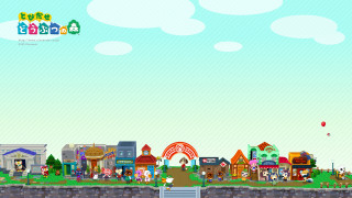 Cartoon city buildings people bustling - city background free wallpaper