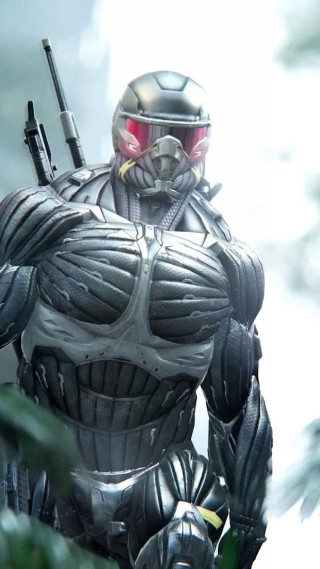 Futuristic man suit gun holding - cryengine free wallpaper for mobile