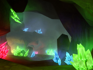 Cave colorful lights structure middle - crystal cubism free wallpaper