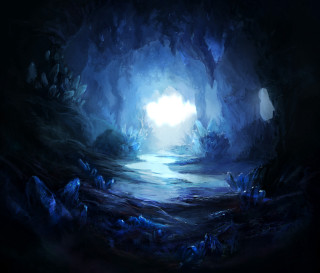 Dark cave light stream painting - a dark cave free wallpaper for desktop