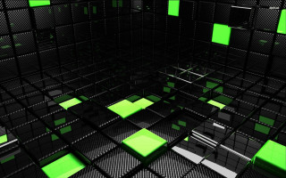 Green squares black walls flooring - holography free wallpaper