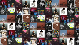 Woman microphone man guitar collage 2 - artwork free wallpaper