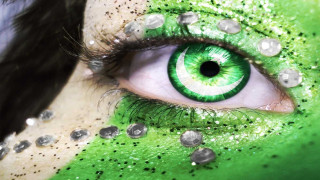 Woman green makeup green eye - a womans face free wallpaper