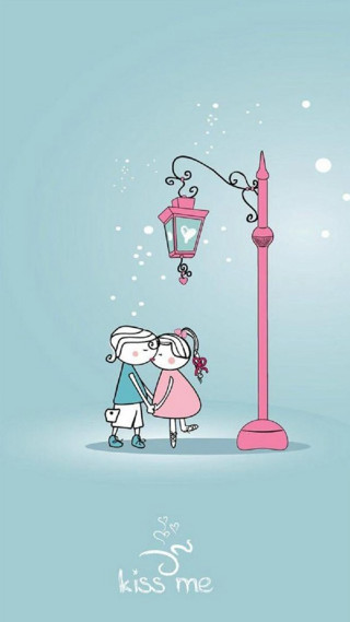 Couple kissing street light pink - romanticism free wallpaper for mobile