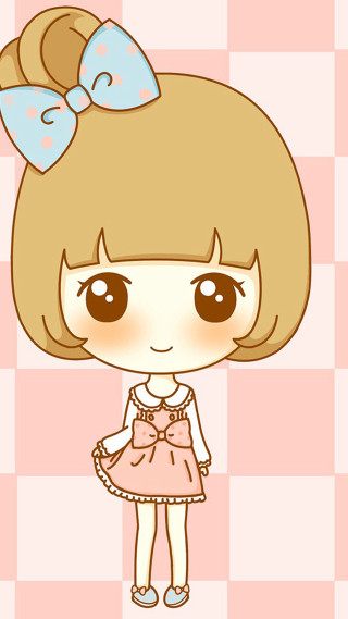 Cartoon girl big bow dress - big free wallpaper for mobile