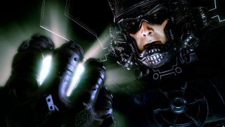 Man helmet light shining eyes - front of him free wallpaper