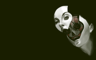 White mask black background red - face and neck free wallpaper