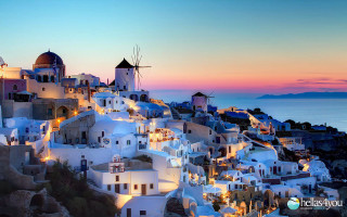 Town windmill sunset view scenery 2 - sunset time free wallpaper