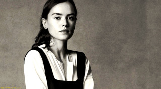 Woman white shirt black dress - studio portrait free wallpaper