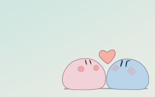 Cartoon characters heart phone sitting - a phone free wallpaper