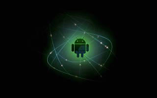Green android logo black background 2 - android free wallpaper for desktop