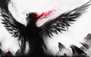 Person wings blood body head - a painting of a person free wallpaper
