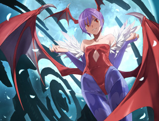 Woman purple hair wings blue - a red dragon free wallpaper