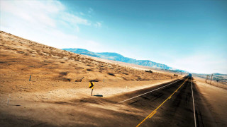 Road yellow sign desert mountains - edward hopper free wallpaper