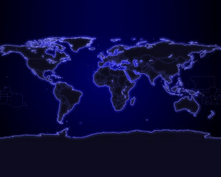 Blue world map hologram night - global illumination free wallpaper