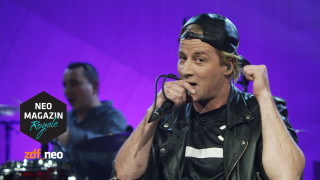 Man leather jacket singing microphone - kitsch movement free wallpaper