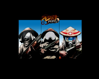 People guns hat painting artwork - a gas mask free wallpaper