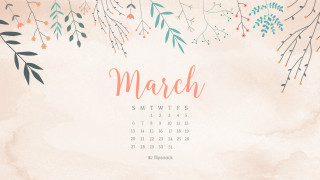 March calendar floral watercolor pink - floral free wallpaper for desktop