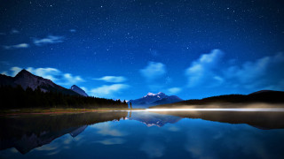 Lake mountain night sky stars 2 - free sky wallpaper for desktop