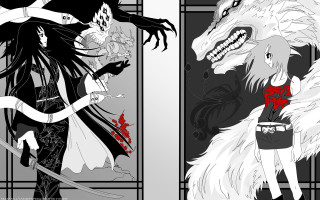 Anime couple mirror demon characters - anime art free wallpaper