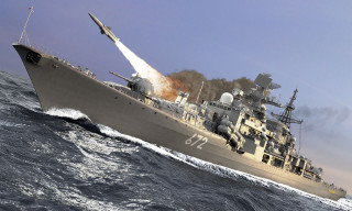 Battleship missile ocean smoke explosion - a large battleship free wallpaper