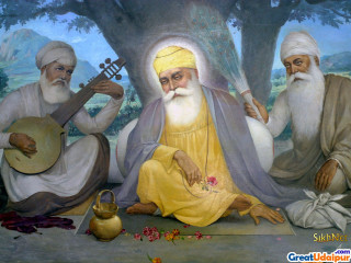 Three men sitting under tree - classical free wallpaper for desktop