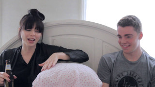 Man woman sitting bed wine - a bottle of wine free wallpaper