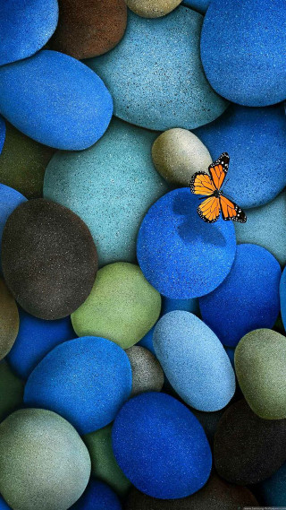 Butterfly rock blue green pebbles 9 - a rock free wallpaper for mobile