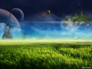 Windmill field grass sky background - chris labrooy free wallpaper for desktop