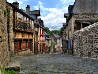 Cobblestone street stone building sign - a cobblestone street free wallpaper