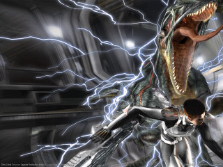 Man dinosaur woman dresses gun - dress free wallpaper