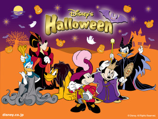 Cartoon witches halloween pumpkin background - free halloween wallpaper