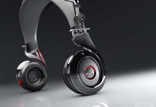 Headphones red black design gray - the side of it free wallpaper