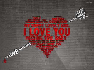 Heart shaped word art i 3 - a message free wallpaper for desktop