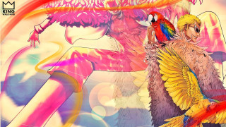 Colorful painting woman parrot rainbow - a rainbow background free wallpaper