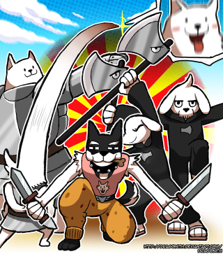 Furry characters swords cat background - a group of cartoon characters free wallpaper for tablet