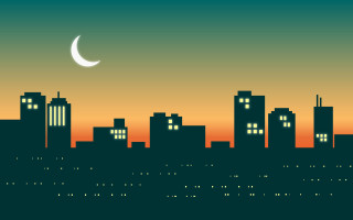 City skyline crescent night sky - chris ware free wallpaper