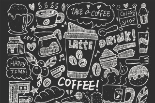 Chalkboard coffee drawing items words - chalk art free wallpaper