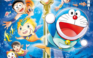 Cartoon character many characters pole - blue water free wallpaper