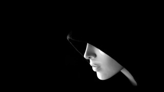 Woman dark background white mask 2 - mysterious free wallpaper
