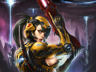 Woman yellow suit red object - a red object free wallpaper for desktop