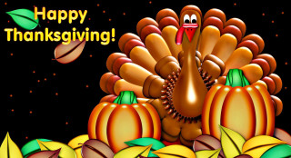 Thanksgiving happy turkey pumpkins card - free holidays wallpaper