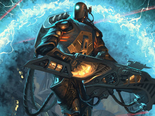 Sci fi character lightning glowing - his hand and lightning free wallpaper