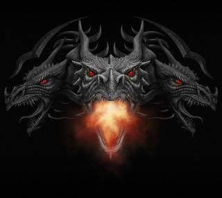 Demonic dragon heads red eyes - anne stokes free wallpaper for tablet